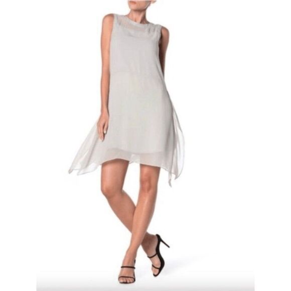 NEW ALLSAINTS Womens 0 Lyra Sleeveless Chiffon Asymmetrical Dress - Picture 1 of 7